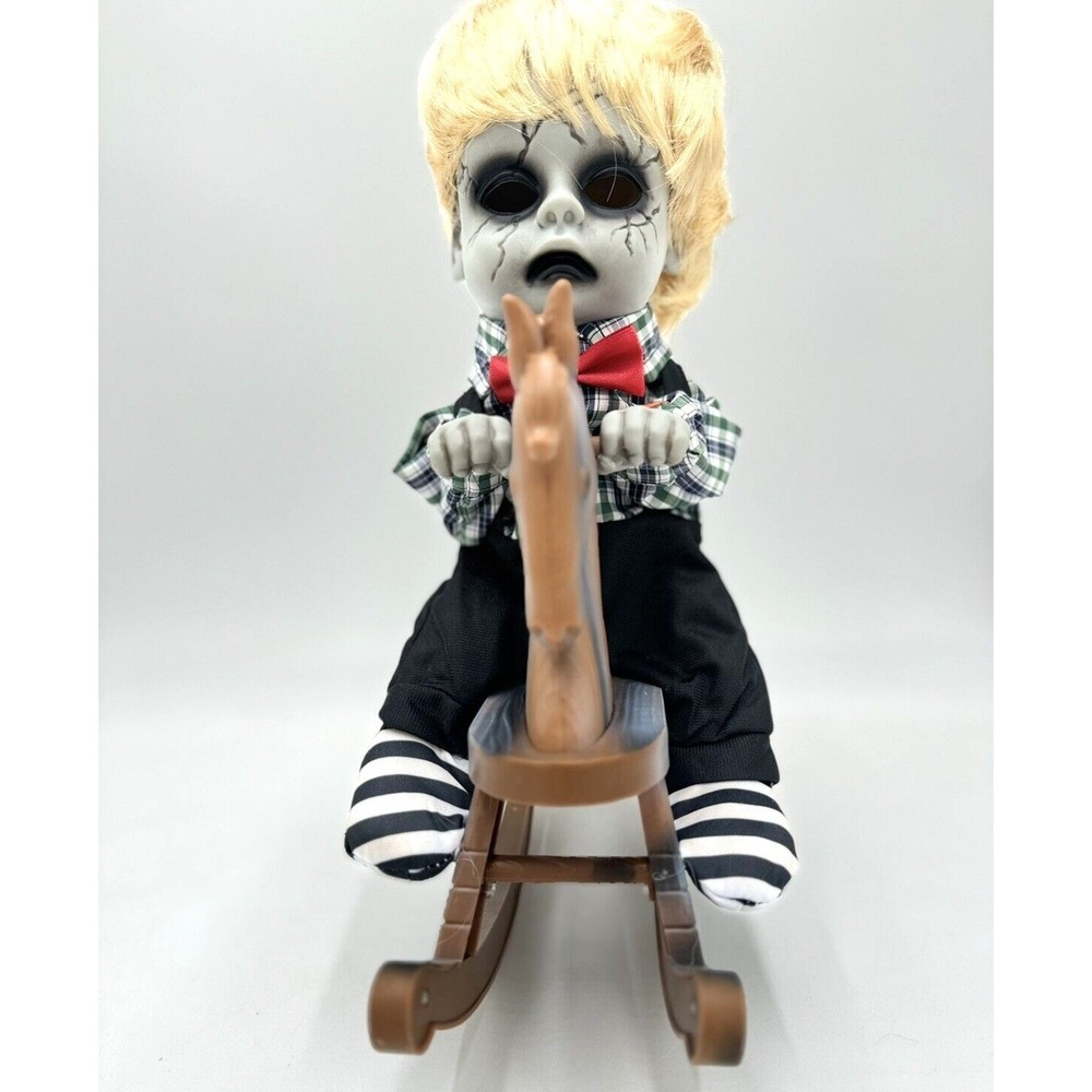 Creepy Boy Doll On Rocking Horse Ashland  Animated Halloween w/BOX see VIDEO